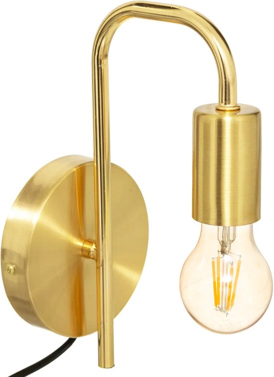 Atmosphera wandlamp 12 x 25 cm - goud kleur - E27 fitting - muur montage - metaal - huiskamer/gang - modern