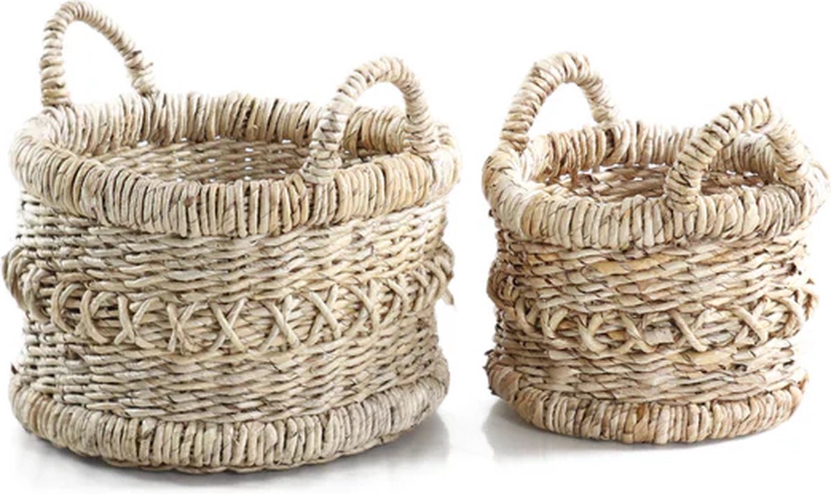 Canal Living - Laude manden - Set van 2 - 45 x 45 x 45 cm - Handgemaakte rotan manden - Stijlvolle opberger