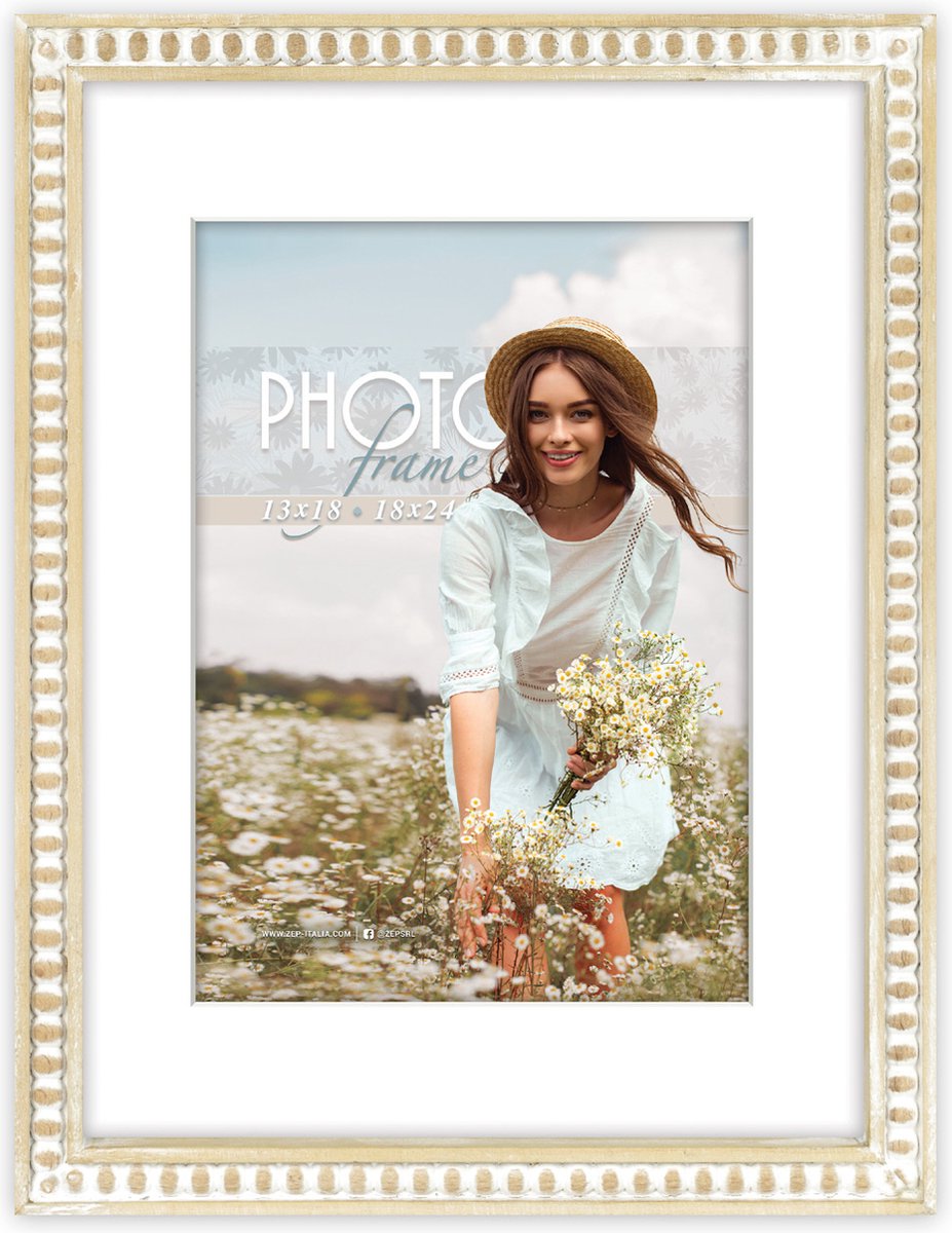 Zep Houten Fotolijst Coira Bruin / Wit met Passe-Partout voor foto 13x18 / 18x24 - UT7218