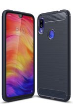 Armor Brushed TPU Back Cover - Xiaomi Redmi Note 7 Hoesje - Blauw