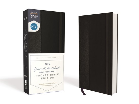 Zwarte NIV Journal the Word Bijbel, New Testament Pocket Editie. Met de tekst 'Comfort Print'.
