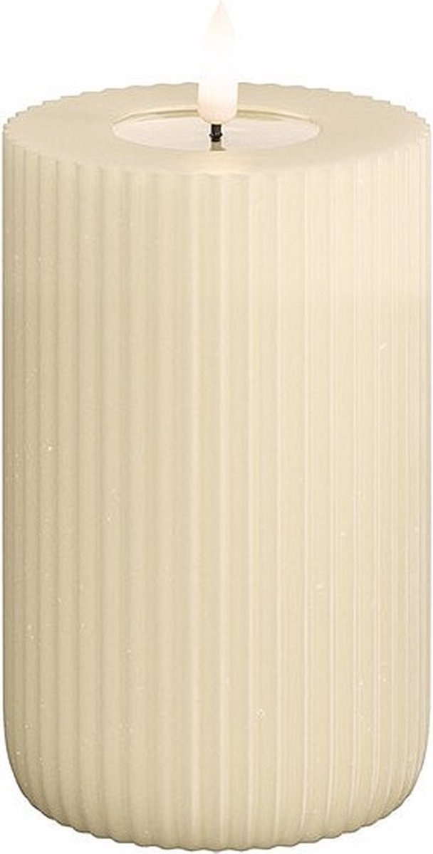 Deluxe Homeart Led Kaars Solid Stripe Cream 7,5 x 12,5 cm Creme