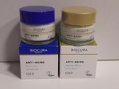 BIOCURA Beauty ANTI-AGING set Dagcrème + Nachtcrème alle huidtypes 50 ml met Q10