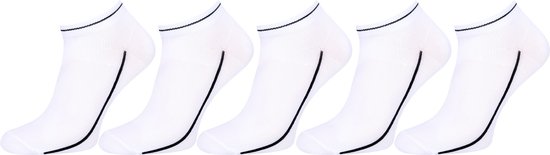 5 x Witte sokken met zwarte streep