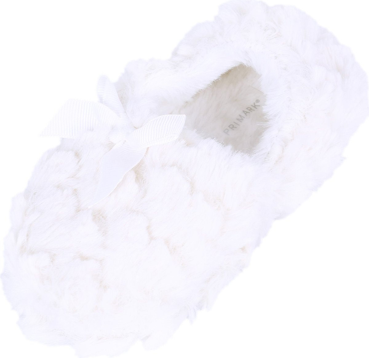 Crème pantoffels met strik