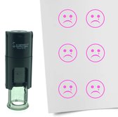 CombiCraft Stempel Smiley Verdrietig 10mm rond - Roze inkt