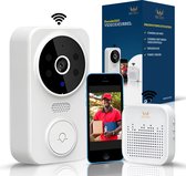 Ferodelli Video Doorbell - Espion de porte avec caméra et WiFi - Sonnette vidéo - Sans fil - Sonnette (son en T) - Caméra - Extérieur - Wit