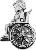 CombiCraft Gegoten Toiletbordje 'Jongetje in rolstoel' - Zilver