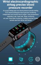 WizBay Premium Select™ Smartwatch 1.92inch HD Retina - Airbag Blooddruk - ECG - Urinezuur Bloedlipiden Meting - Glucose Meting - O2 meter - Magnetic Laden - Multiple Sport Modi - Message - Allu Mat Zwart Case - Zwarte TPU Band