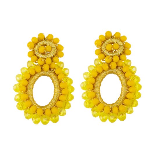 Boucles d'oreilles d'Oreilles Perles Summer - Jaune | 5,4 x 3,5 cm | Perles/Bijoux | Mode Favorite