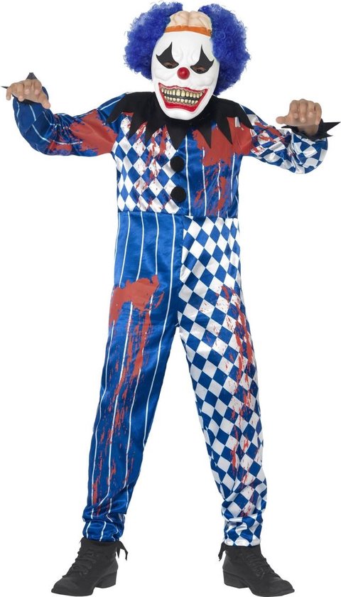 "Griezelig Halloween harlekijn clown kostuum voor kinderen - Kinderkostuums - 152/164"