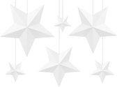Partydeco - Decoratie sterren wit (6 stuks)