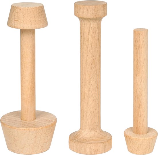 Aardappelstamper hout [3 maten] - dubbelzijdige kruidenstamper voor zuurkool, taarten, deeg, mini-eier- en cheesecakes - voedselveilig bakken accessoires voor het persen en vormen