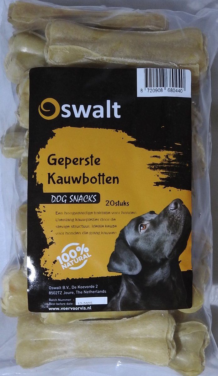 Oswalt Geperste Kauwbotten 10cm - Hondensnack - Rund - 20 Stuks
