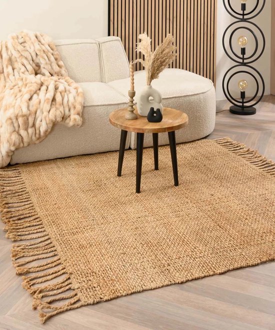 Jute vloerkleed vierkant - Chunky naturel 150x150 cm