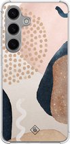 Casimoda® hoesje - Geschikt voor Samsung Galaxy S24 - Abstract Dots - Shockproof case - Extra sterk - TPU/polycarbonaat - Bruin/beige, Transparant