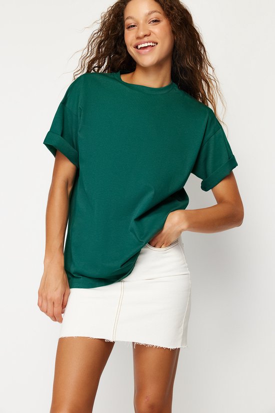 Trendyol TWOSS20TS0134 Volwassenen Vrouwen T-shirt - Smaragdgroen - L