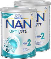 Nestlé NAN OptiPro 2 - Groeimelk voor Baby's vanaf 6 Maanden - Voedzame Formule met Essentiële Nutriënten - 2 x 800g