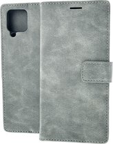 Bookcase Geschikt voor: Samsung Galaxy A12 Grijs - portemonnee hoesje - ZT Accessoires