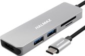 HALMAZ USB C Hub 3.0 - 5 Poorten - USB Splitter - USB C naar HDMI - Micro SD Card Reader USB C - Grijs