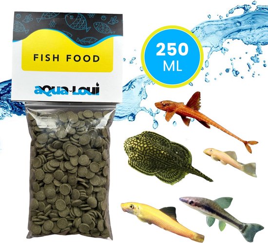 Aqua-Loui® - Visvoer - Tropisch Vissenvoer - Spirulina Tabletten (Wafers) - Algentabletten - Pleco Visvoer - Aquarium - Geschikt Voor Bodemvissen en Algeneters - 250ml