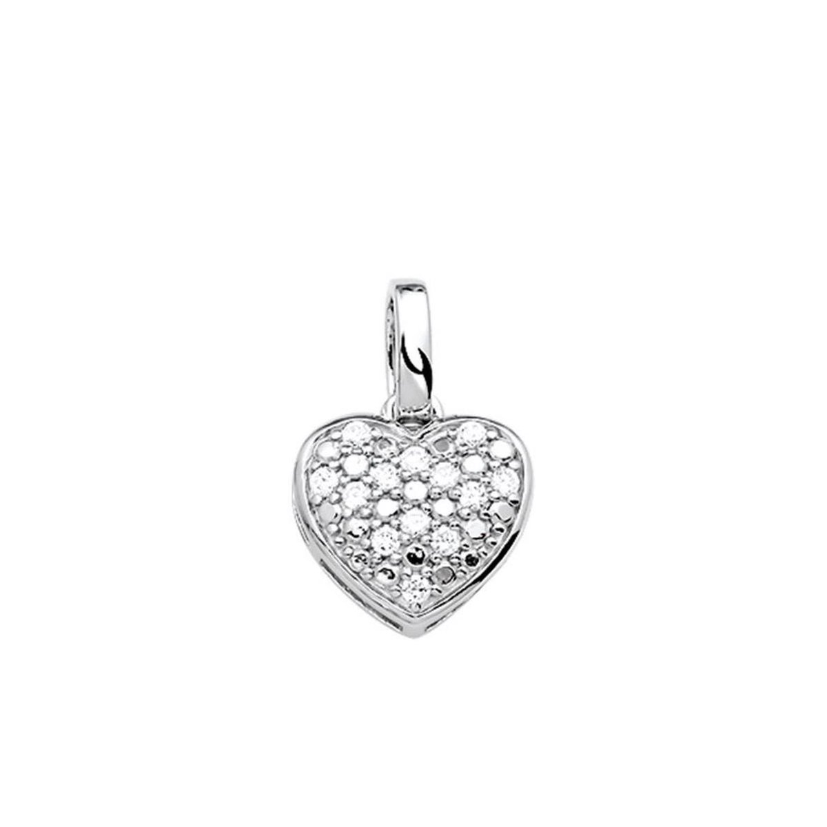 YO&NO - Hanger - Zilver - Hart - Zirkonia - 12mm - 11mm - Sieraden Vrouw - Gerhodineerd - Zilver 925
