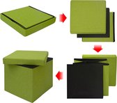 Zitblok opvouwbaar 38x38cm Zitbankje gestoffeerde kruk 42l opbergruimte Ottomaans groen