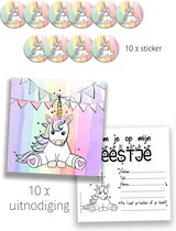 Kinderfeestje Eenhoorn - Unicorn - Kinderuitnodinging - Regenboog - 10 stuks - 10 stickers- kinderfeest