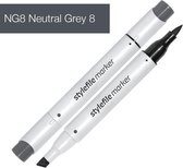 Stylefile Marker Brush - Neutral Grey 8 - Hoge kwaliteit twin tip marker met brushpunt