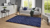 Hoogpolig vloerkleed Archer - blauw/crème 80x150 cm