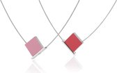 CLIC JEWELLERY STERLING SILVER WITH ALUMINIUM NECKLACE RED/PINK CS001R