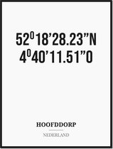 Poster/kaart HOOFDDORP met coördinaten