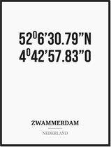 Poster/kaart ZWAMMERDAM met coördinaten