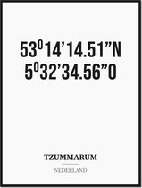 Poster/kaart TZUMMARUM met coördinaten
