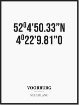 Poster/kaart VOORBURG met coördinaten