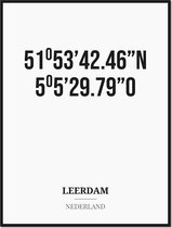 Poster/kaart LEERDAM met coördinaten