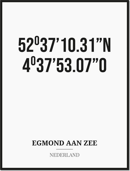 Poster/kaart EGMOND AAN ZEE met coördinaten
