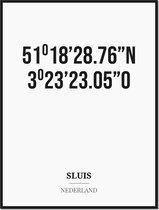 Poster/kaart SLUIS met coördinaten