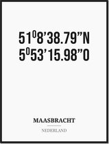 Poster/kaart MAASBRACHT met coördinaten