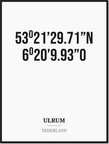 Poster/kaart ULRUM met coördinaten