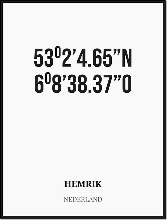 Poster/kaart HEMRIK met coördinaten