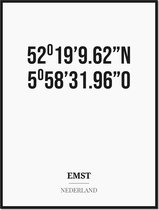 Poster/kaart EMST met coördinaten