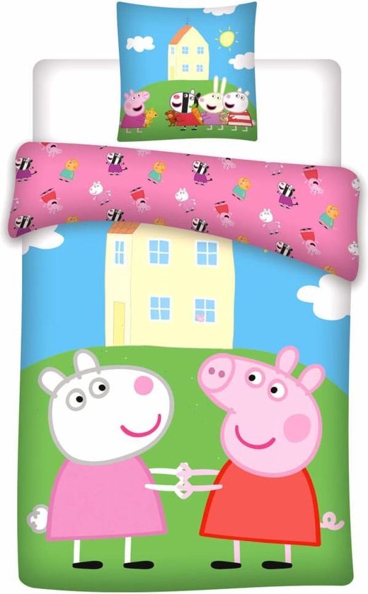 omvatten Logisch Ontspannend Peppa Pig Huis Dekbedovertrek - Eenpersoons - 140 x 200 cm - Multicolour |  bol.com
