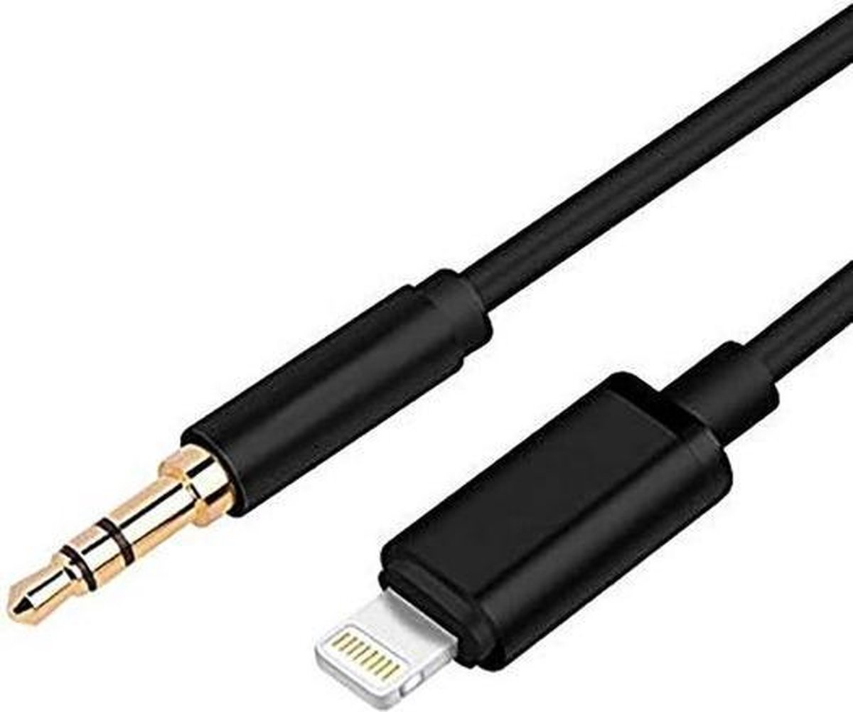 Lightning compatible naar 3.5mm AUX kabel 2 meter - zwart