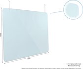 Hangend scherm met ronde hoeken 100x100cm - kassascherm - hygienescherm - polycarbonaat - spatscherm - preventiescherm - vlamdovend - kuchscherm