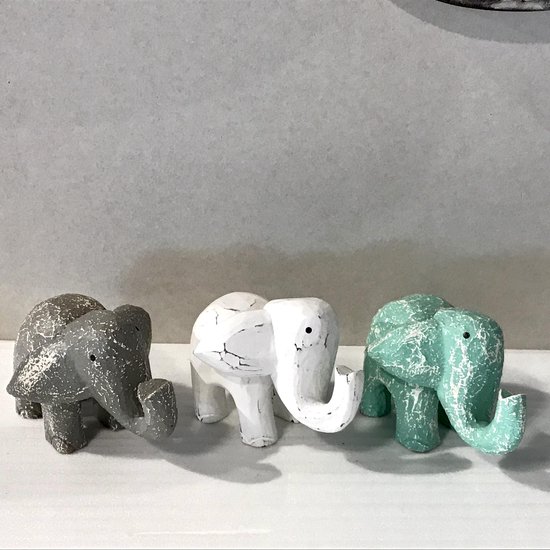 vertel het me verf Fragiel Olifanten beeldje, olifant wit, olifant beeldje Bali | bol.com