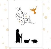 Kerstkaart - A6 - 10x15cm - Met envelop - Ere zij God - Kerst en Nieuwjaar - Christelijke kaart - Majestic Ally - 12 stuks