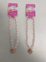 Disney princess ketting met hanger (roze) - set van 2 stuks