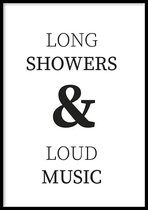 Poster Long Showers - 30x40cm met Fotolijst – Quote Poster – Ingelijst