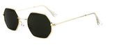 Hidzo Zonnebril Achthoek Goudkleurig - UV 400 - Zwarte Glazen - Inclusief Brillenkoker